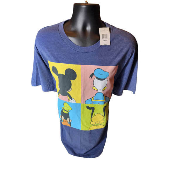 Disney T Shirt Mens 2XLT Mickey Donald Goofy Pluto Graphic Tee Retro Animated - Picture 1 of 10